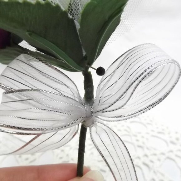 White Rose Silk Flower Boutonniere - Picture 5 of 5